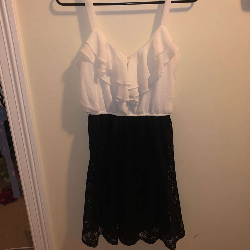 white and black dress